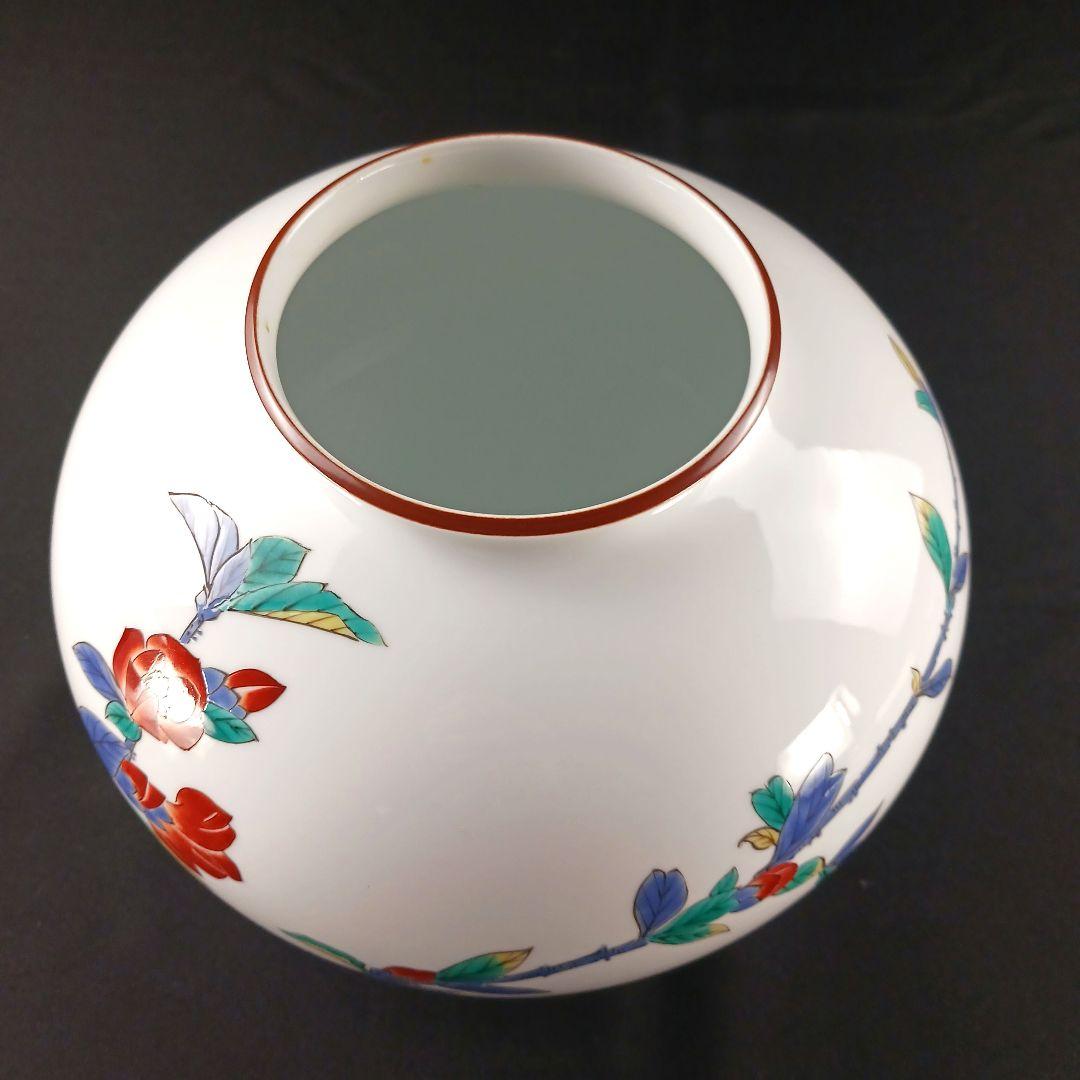 Y2293-77 香蘭社 染錦 椿図 花瓶 花器 有田焼