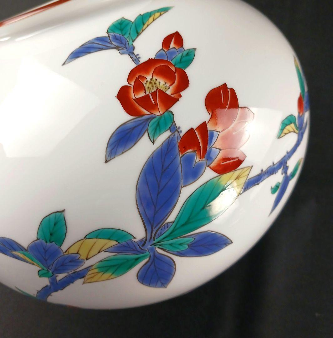 Y2293-77 香蘭社 染錦 椿図 花瓶 花器 有田焼