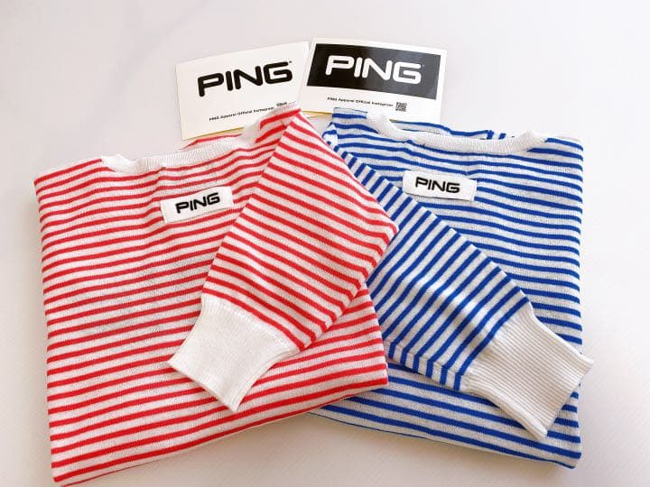 【新品タグ付き】PINGゴルフ　春夏セーター　ボーダー　ピンク　トップス
