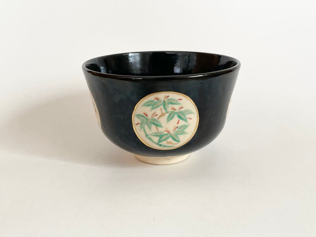 陶芸家　永楽善五郎　丑之画　仁清黒　茶碗　抹茶碗　共箱