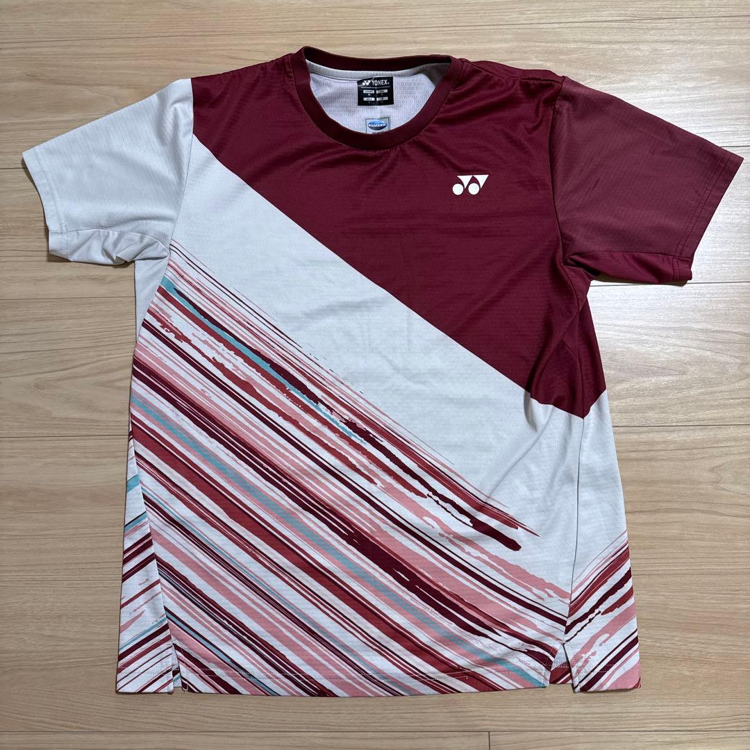 YONEX ストライプ Tシャツ JP Lサイズ 赤/白