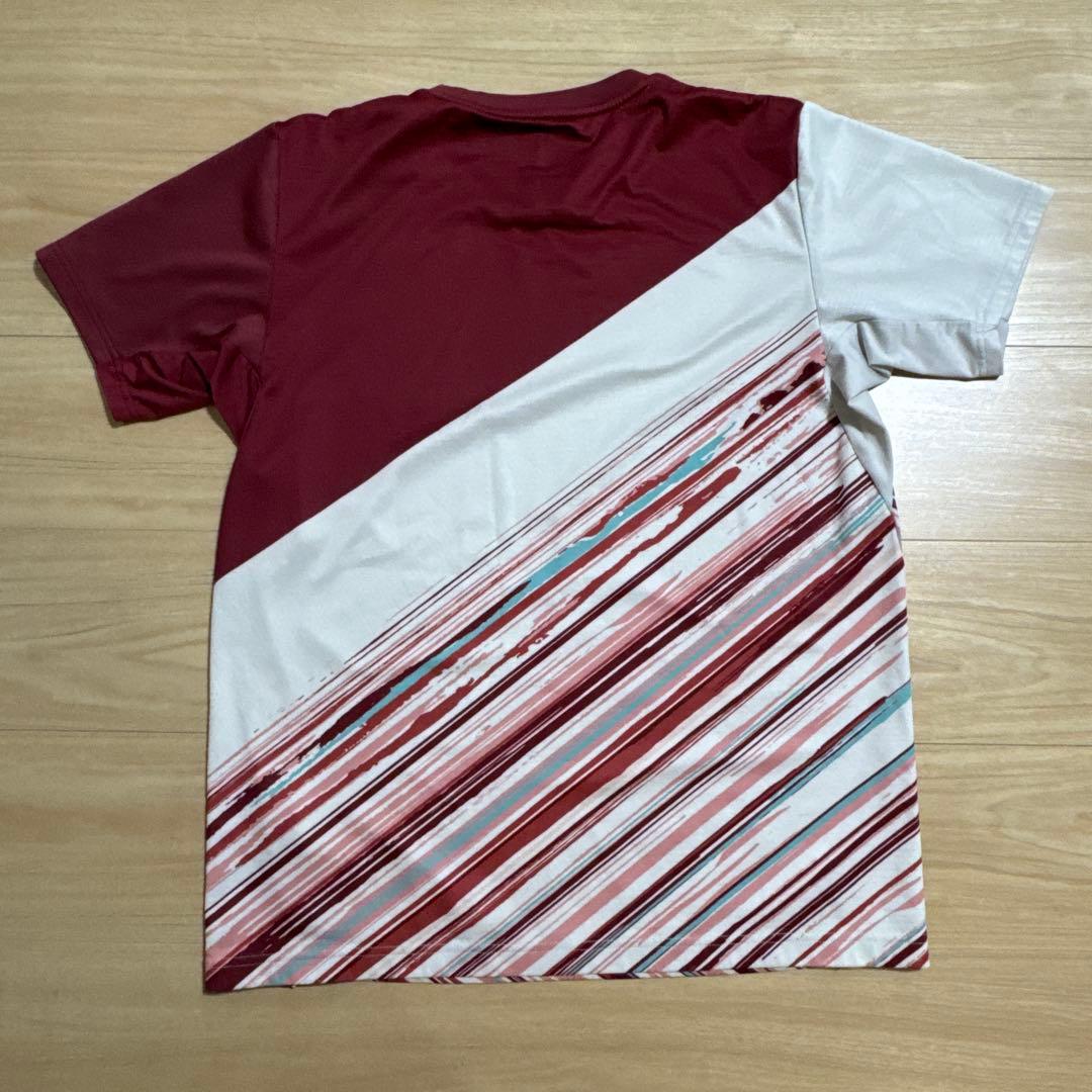 YONEX ストライプ Tシャツ JP Lサイズ 赤/白
