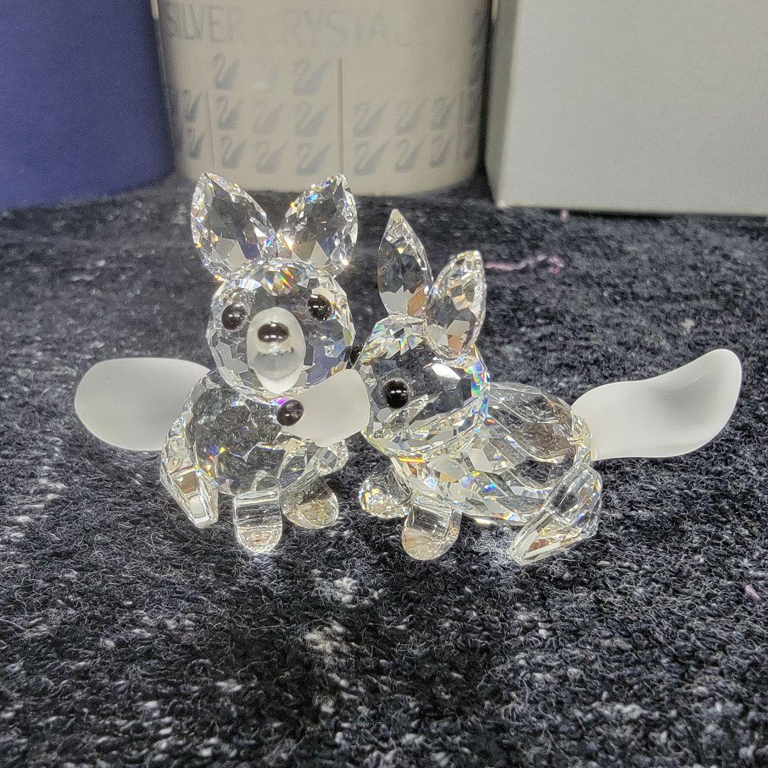 01 SWAROVSKI スワロフスキー 置物 リス、キツネ 3点セット