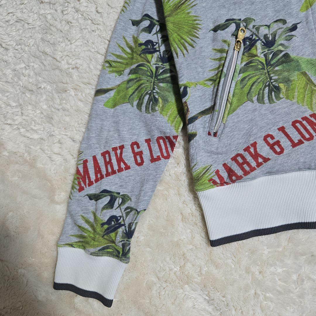 MARK&LONA スカル ラインストーン ボタニカル ジップアップ パーカー