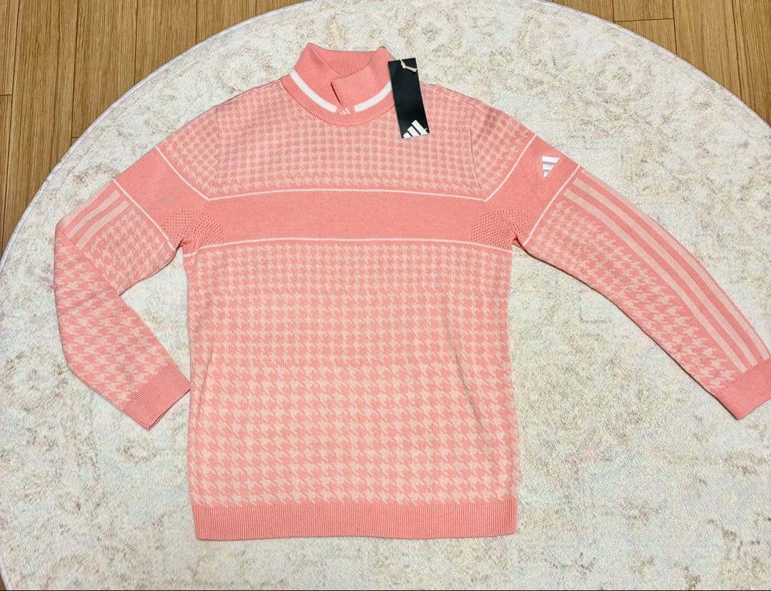 新品　M アディダス プライムニット千鳥格子 × スカート セットアップ　ピンク