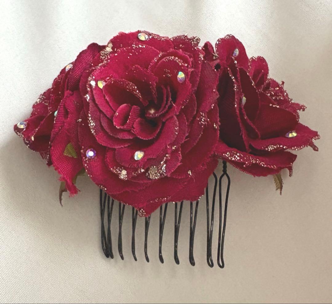 バレエ　髪飾り　ヘアアクセサリー　赤　エスメラルダ