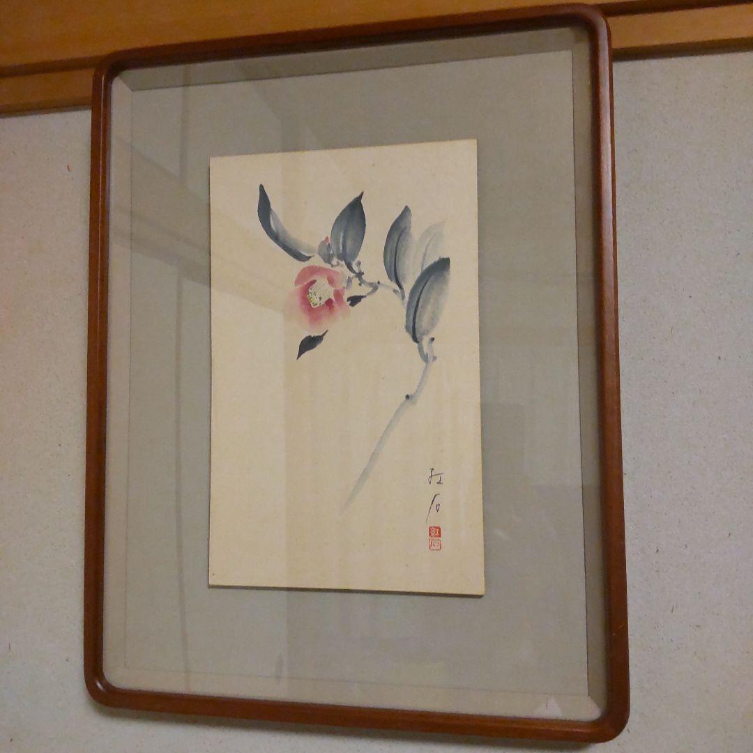 大月紅石　椿　水墨画　5号