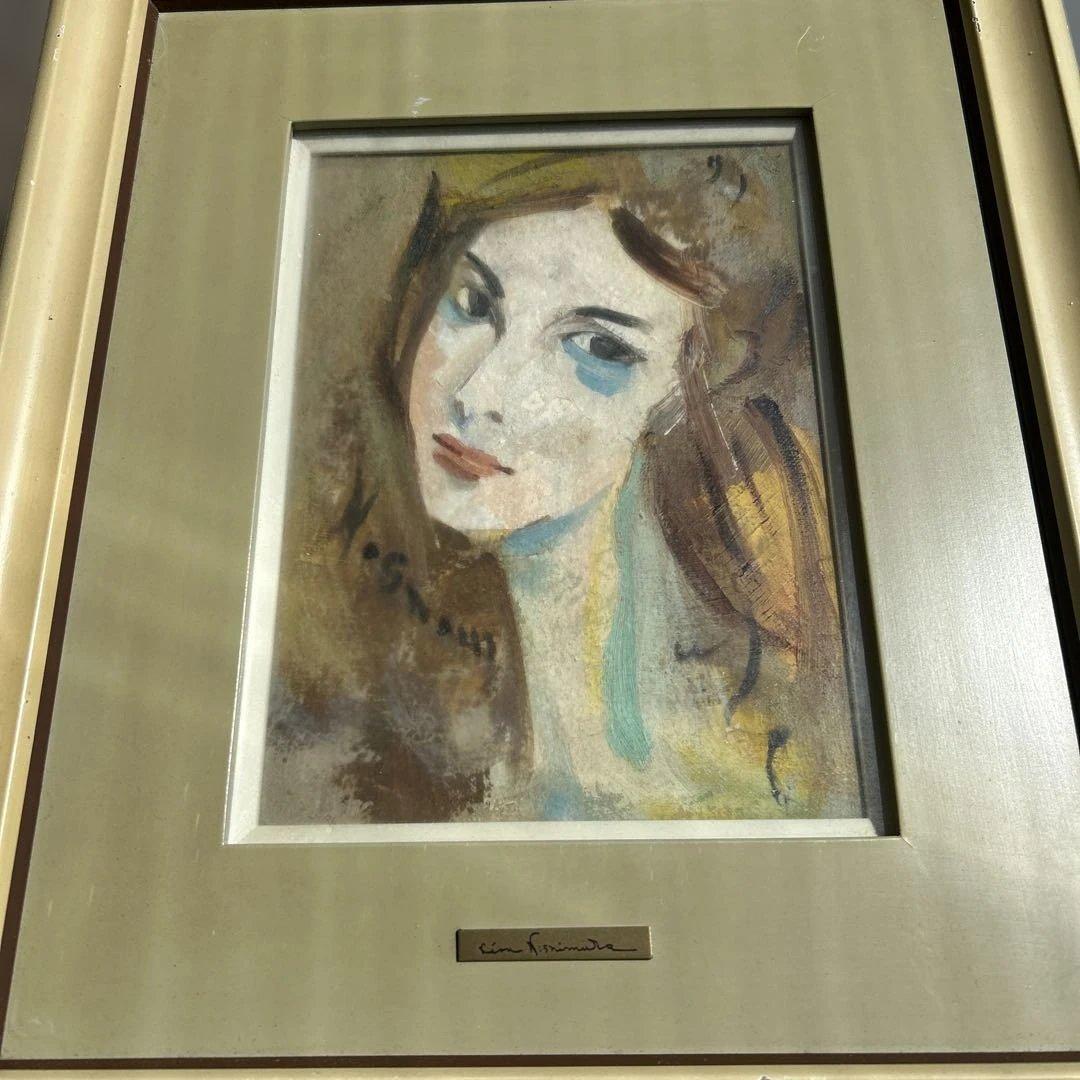 Kim Nishimura 女性肖像画 油絵 肉筆 額装済 美品