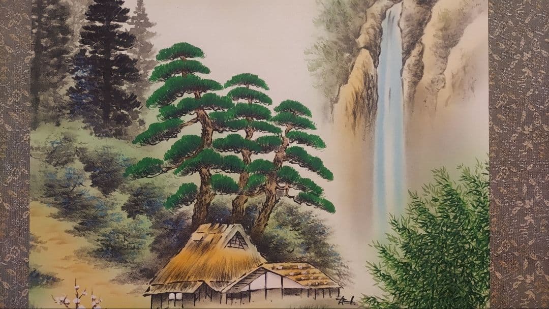 3月15日(日)出品終了@風水富嶽發祥図・十二神将守護山水図 複製手彩色の掛軸