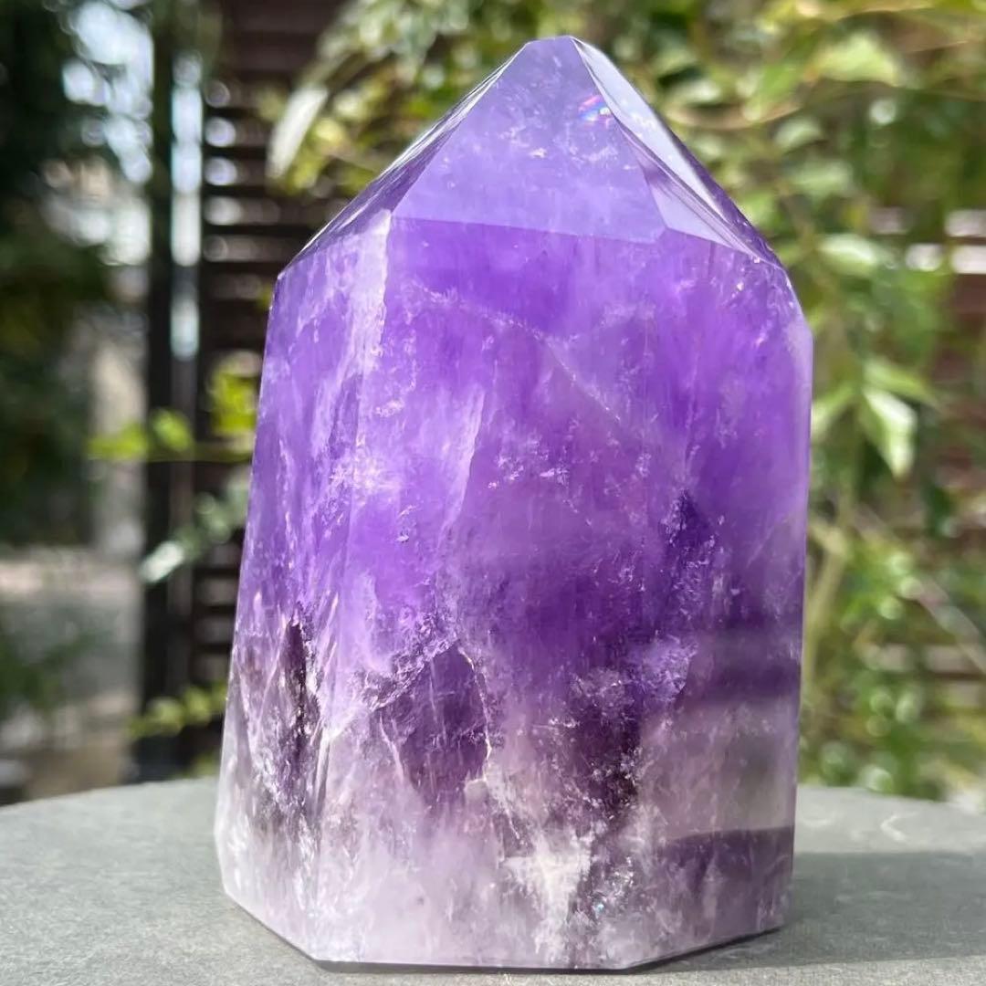 ✳️超特価‼️逸品✨極上美麗濃紫✨レインボー ファントム アメジスト 六角柱 天然石