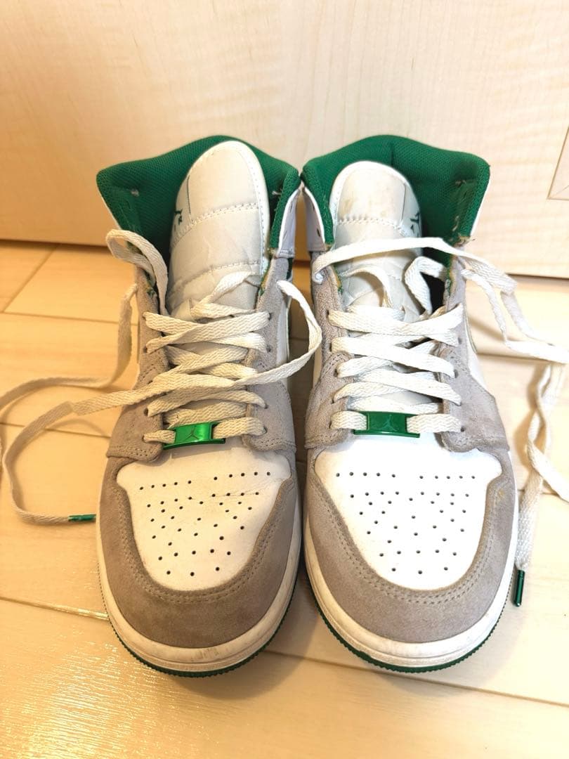 シューズ(男性用) AJ1 Mid SE White Pine Green Smoke Grey
