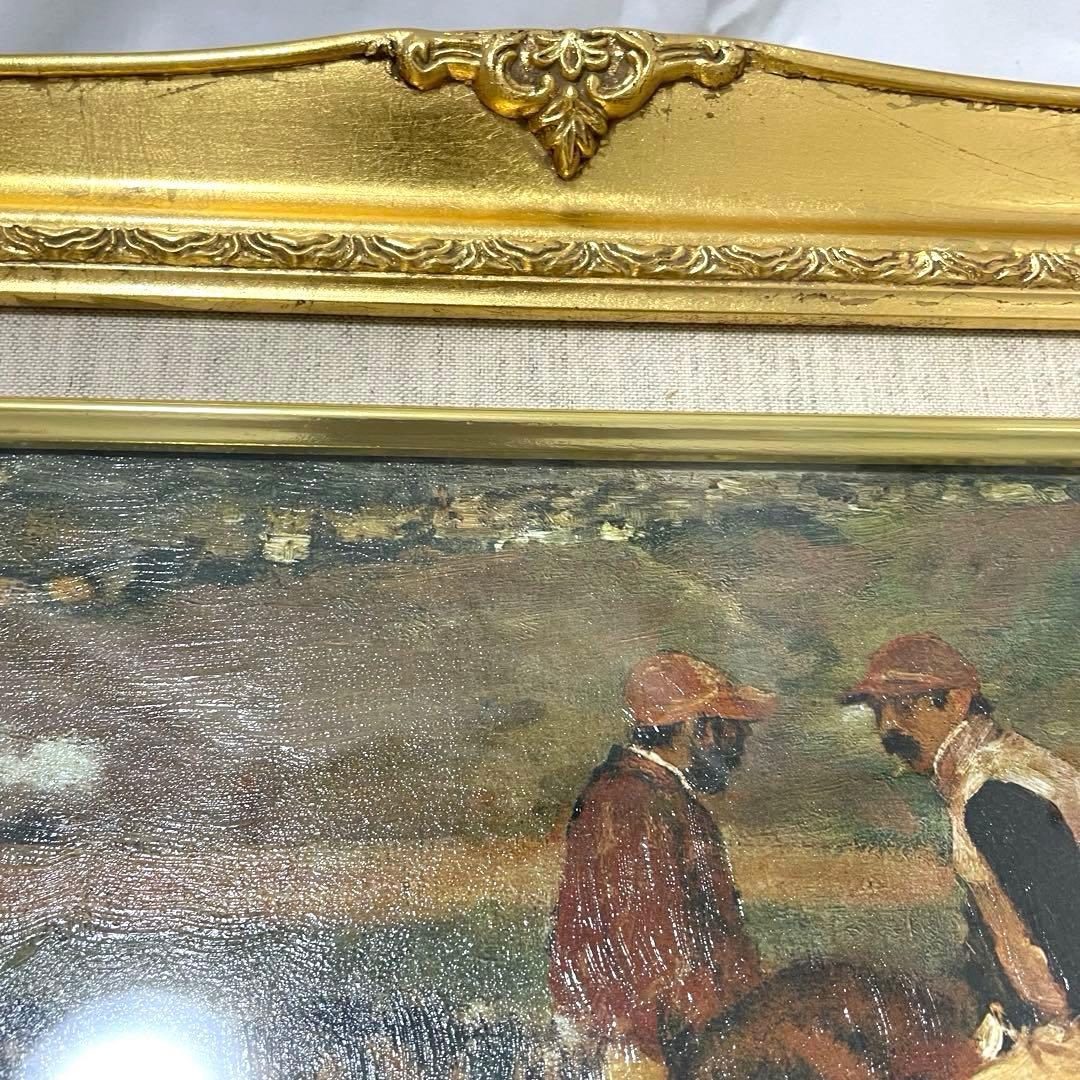 競馬場 1台の馬車とアマチュア騎手たち　エドガー・ドガ　額付き　絵画