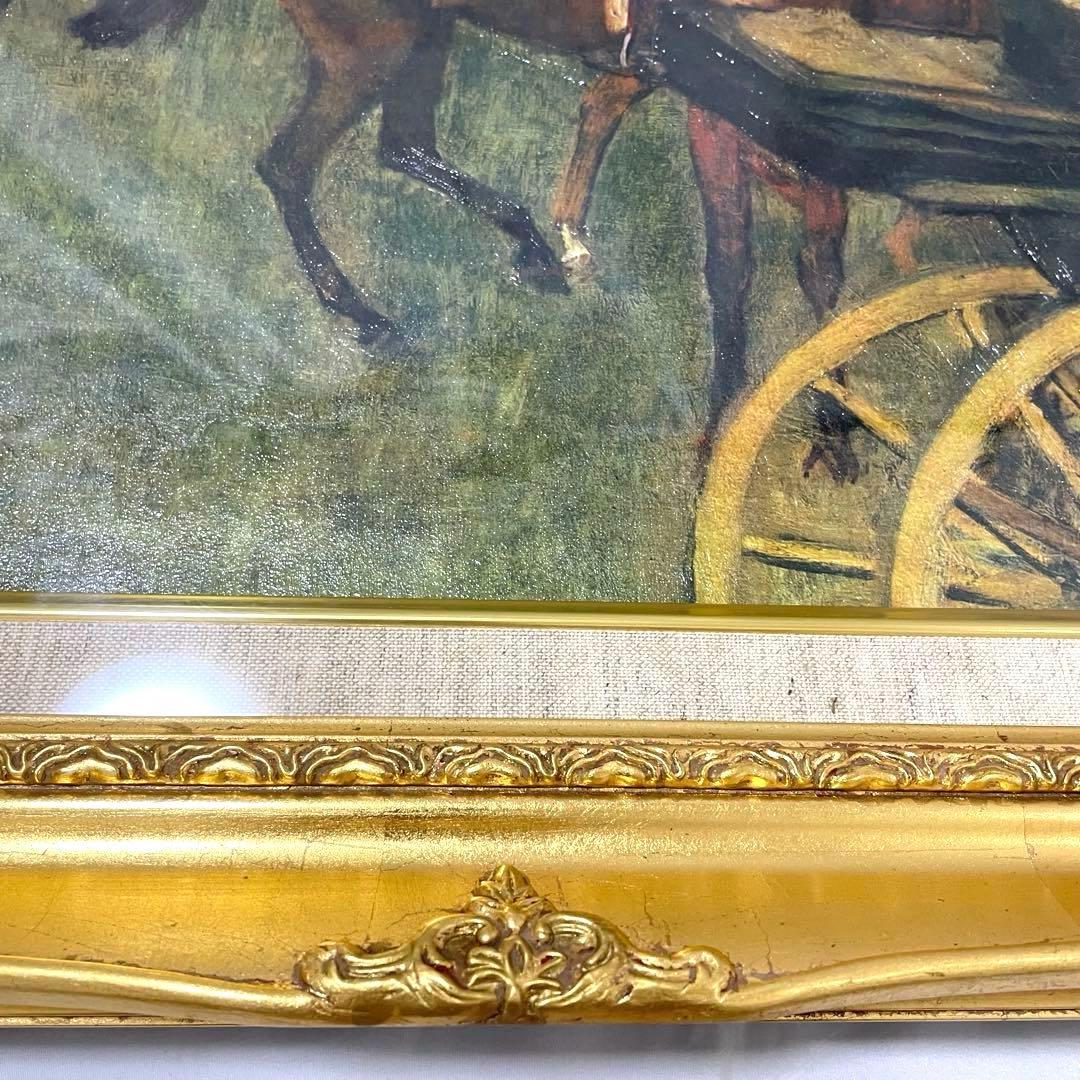 競馬場 1台の馬車とアマチュア騎手たち　エドガー・ドガ　額付き　絵画
