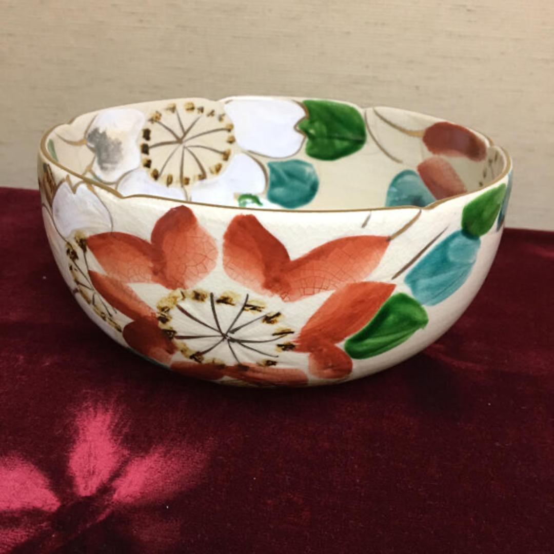 茶道　茶道具　清水焼 菓子鉢 菓子器 赤絵