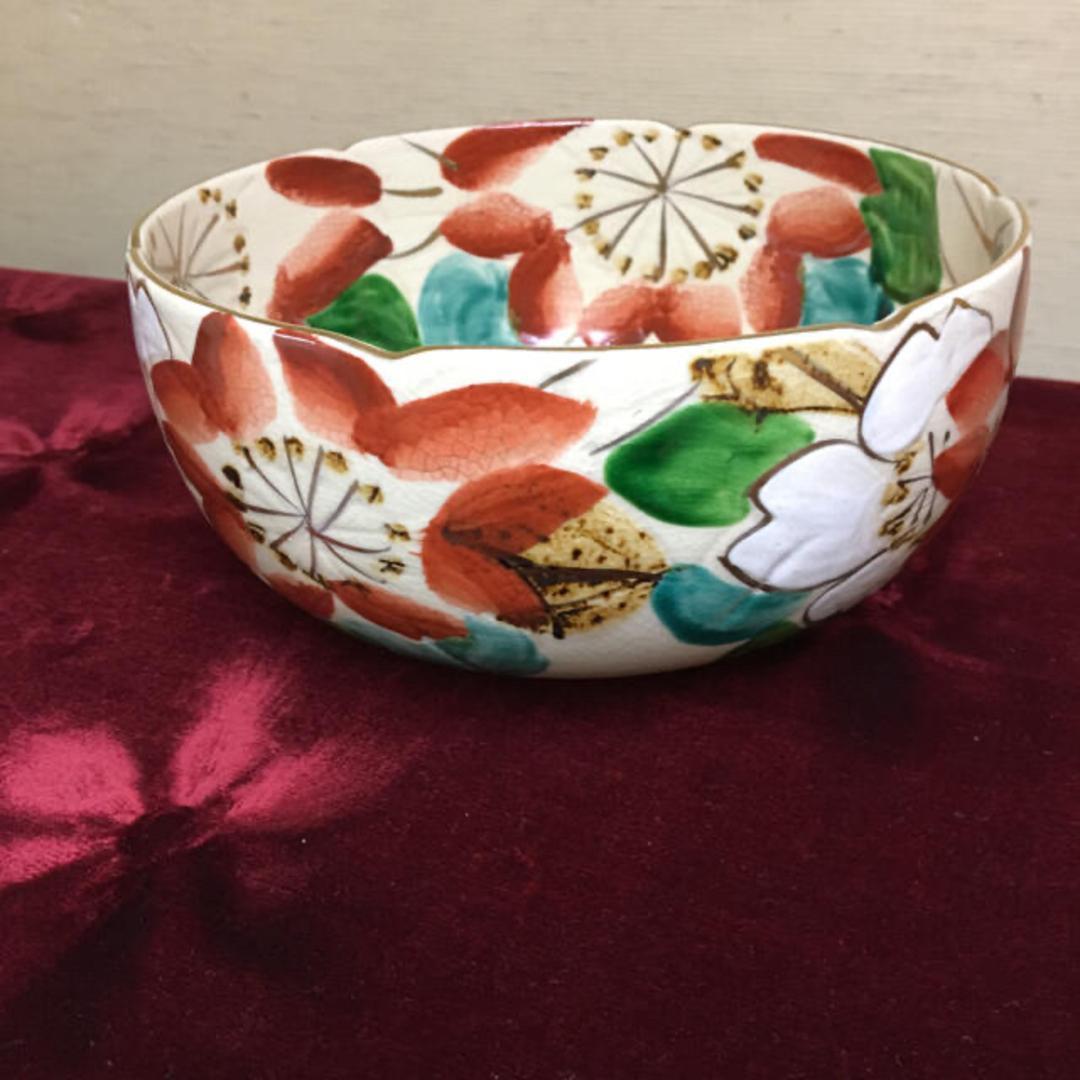 茶道　茶道具　清水焼 菓子鉢 菓子器 赤絵