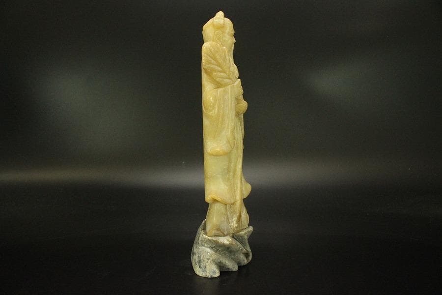 中国美術 蝋石 寿老人 置物(ZE468)