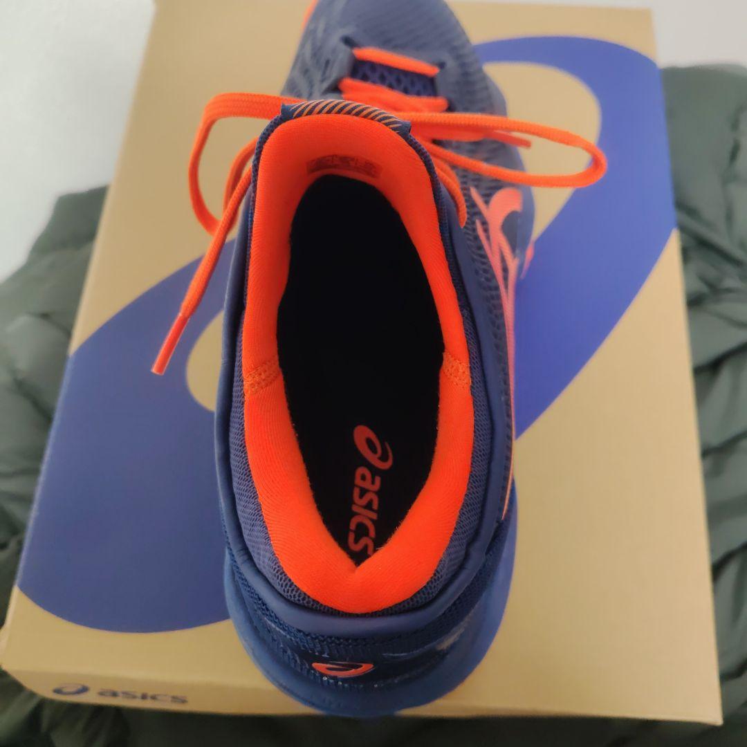 美品asics COURT FF3 OCテニスシューズネイビー/オレンジ25.5