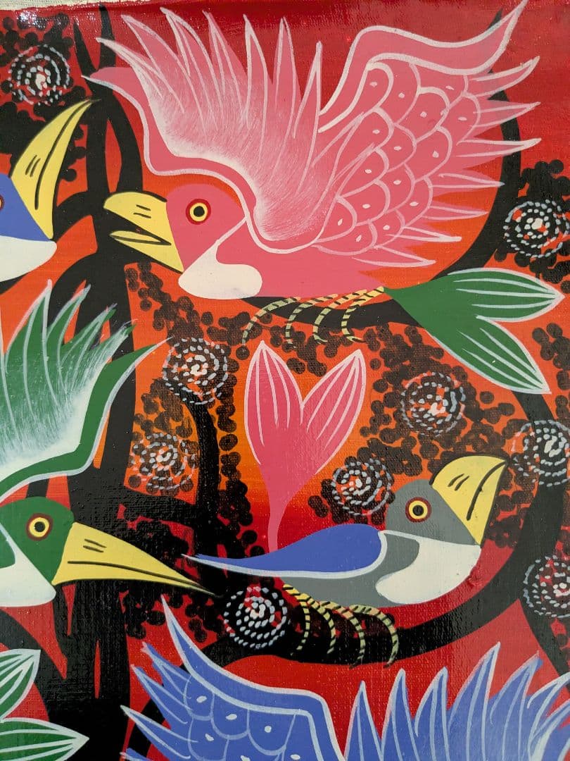 ●アフリカの絵画、ティンガティンガ、鳥、Maulana、30×40cm