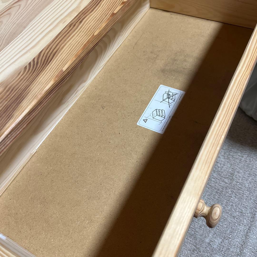 【1500円値下げ中】レア IKEA ラスト　木製 3段チェスト　天然木　廃盤品