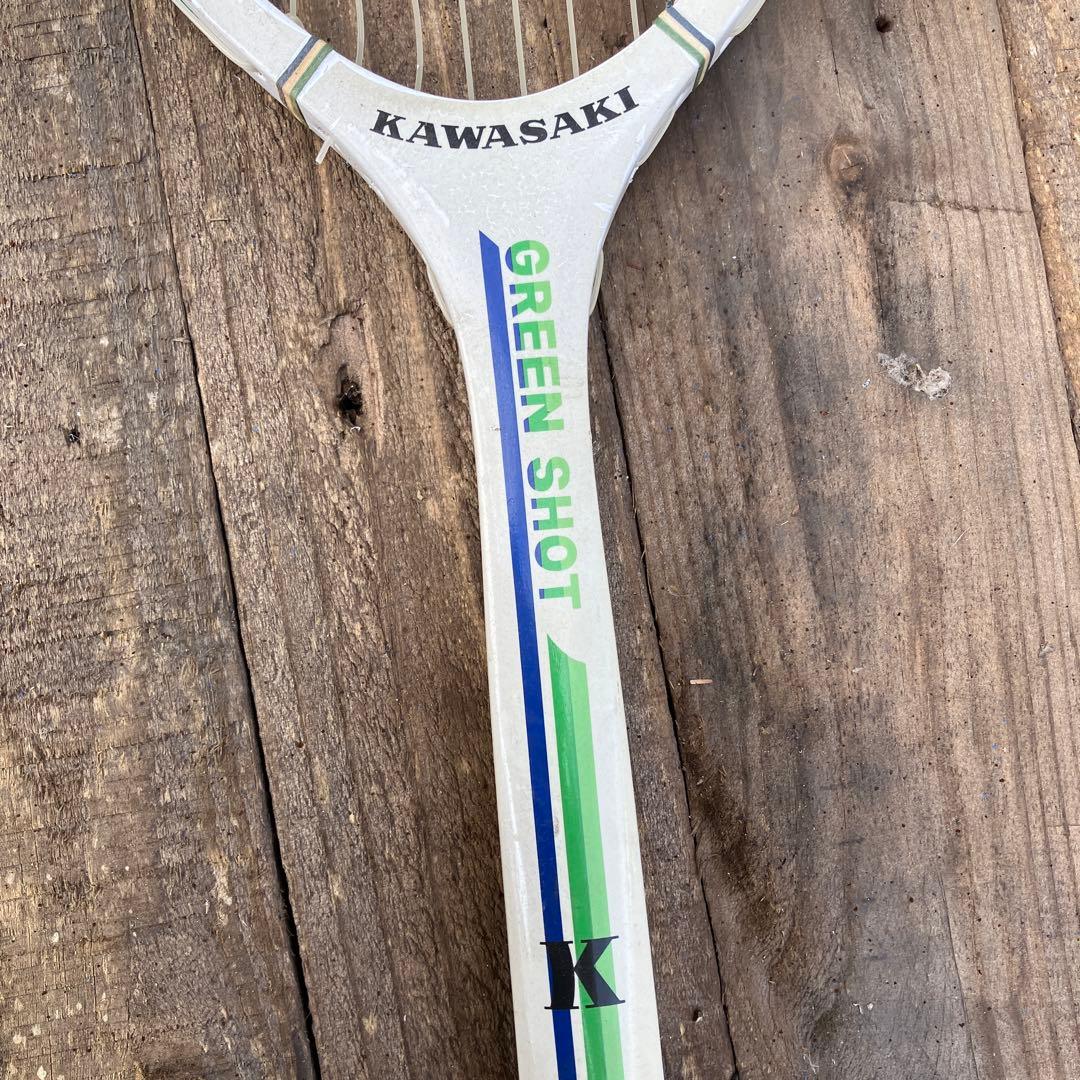 カワサキ　Kawasaki ラケット　軟式　テニス　グリーン、ブルーショット