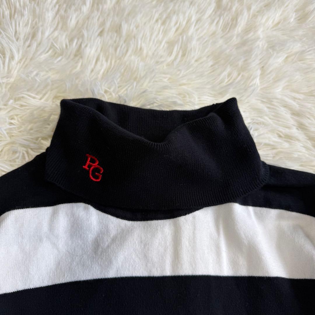 【パーリーゲイツ】極美品 タートルネック カシミヤタッチ 6 メンズ ボーダー