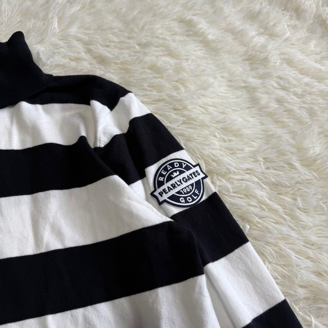 【パーリーゲイツ】極美品 タートルネック カシミヤタッチ 6 メンズ ボーダー