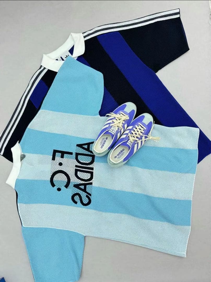 希少4XL Adidas ショートスリーブ ポロシャツJL5976 スカイブルー