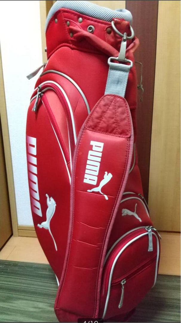 PUMA レッド キャディバッグ ヘッドカバー付き