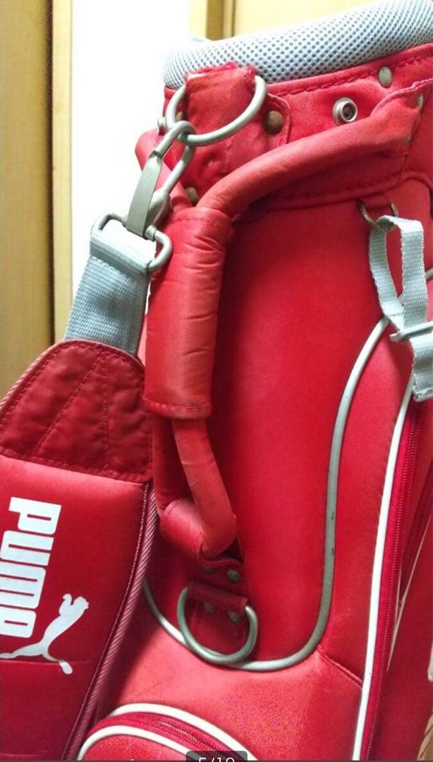 PUMA レッド キャディバッグ ヘッドカバー付き