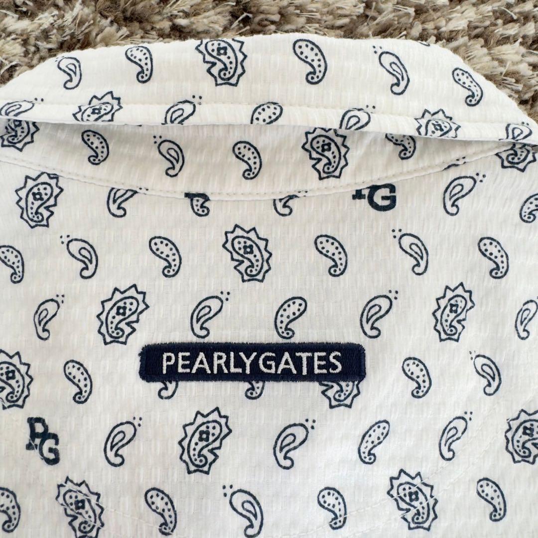 PEARLY GATES✨ポロシャツ　シアサッカー　ペイズリー柄　刺繍　日本製