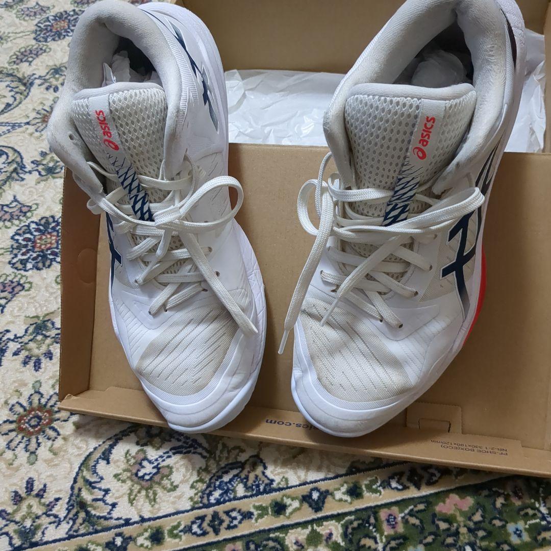 ASICS バレーボールシューズ ホワイト/ネイビー/レッド、　サイズ26cm
