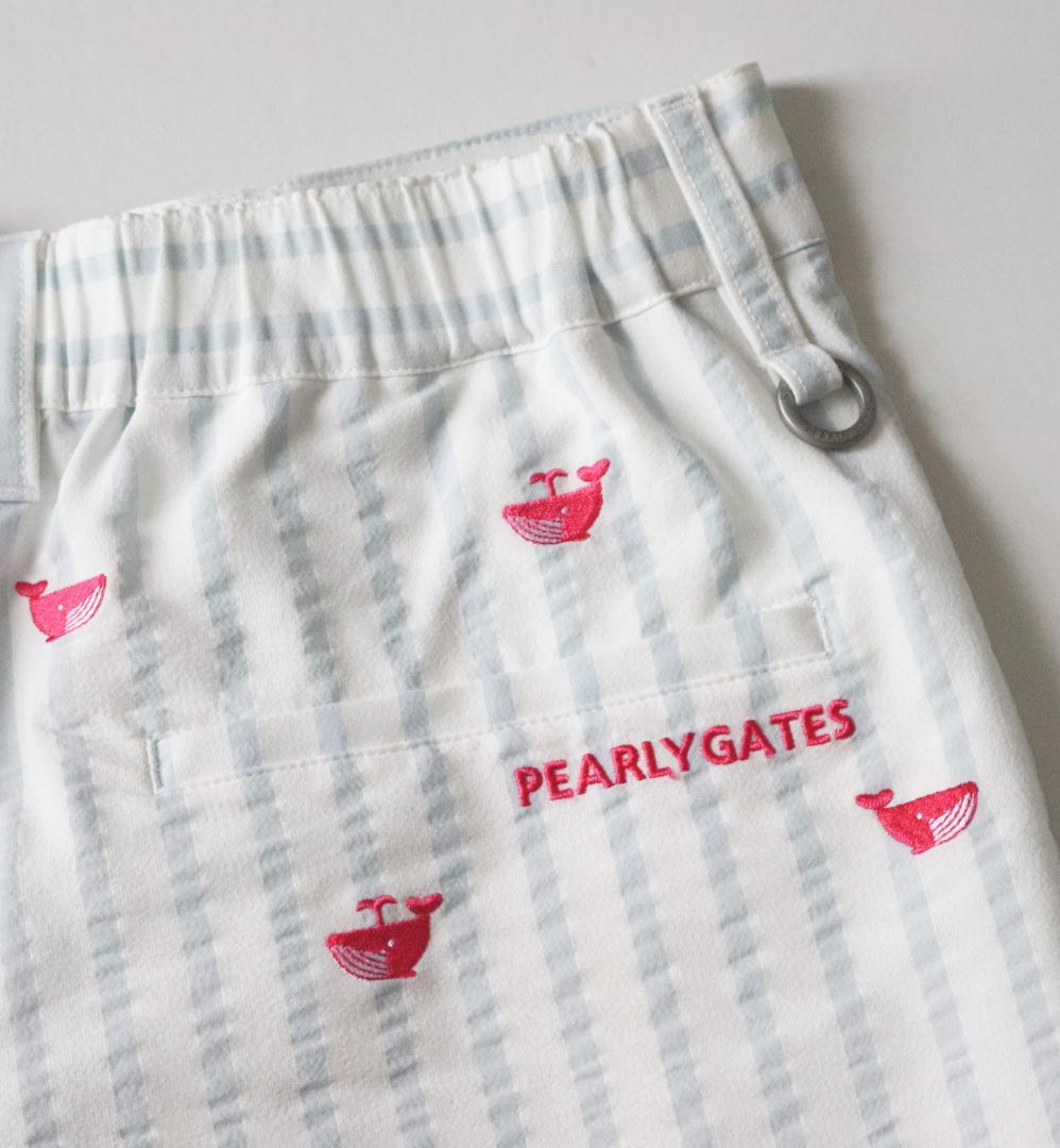 新品【パーリーゲイツ】ストレッチ クジラ刺繍キュロットパンツ 1(w72-82)