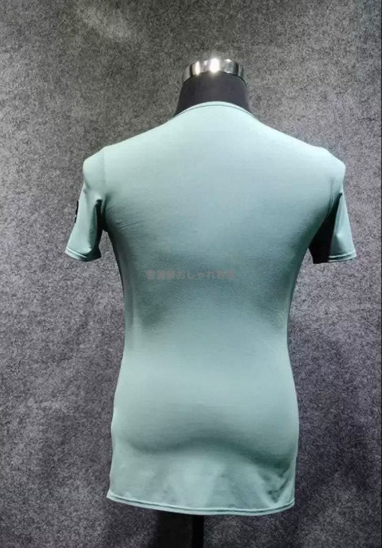 メンズ用ダンス服　ラテンダンストップス　メンズTシャツ　両脇スリット　ポケット
