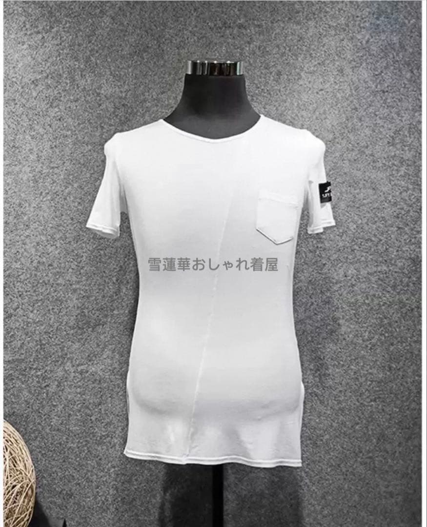メンズ用ダンス服　ラテンダンストップス　メンズTシャツ　両脇スリット　ポケット