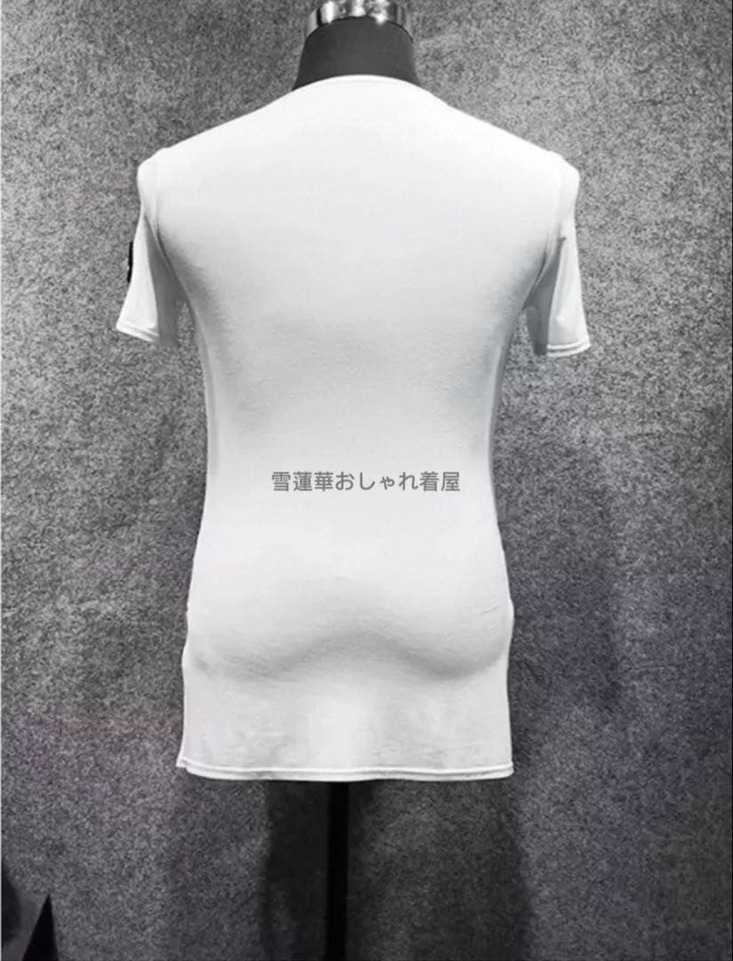 メンズ用ダンス服　ラテンダンストップス　メンズTシャツ　両脇スリット　ポケット