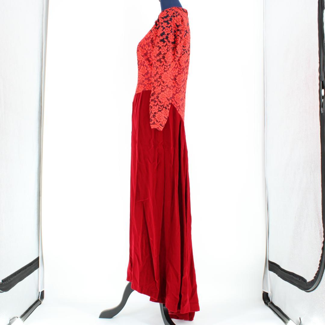 【フラダンス衣装】レッド FANCY DRESS ワンピース ドレス レース 赤