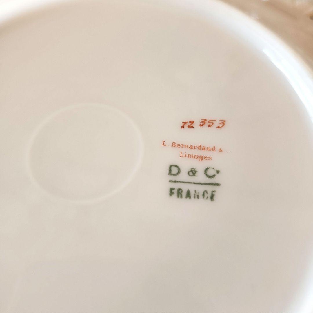 フランス　リモージュ　花柄と金色装飾の皿3枚セット