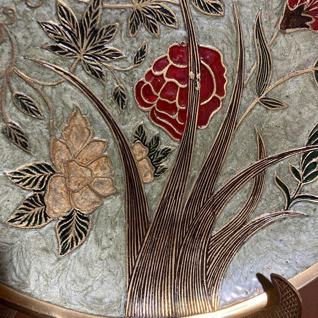 ムガール美術工芸品　花柄装飾皿