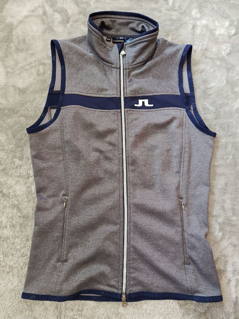 【良品】J.LINDEBERG ゴルフ フリースベスト M バックブリッジロゴ