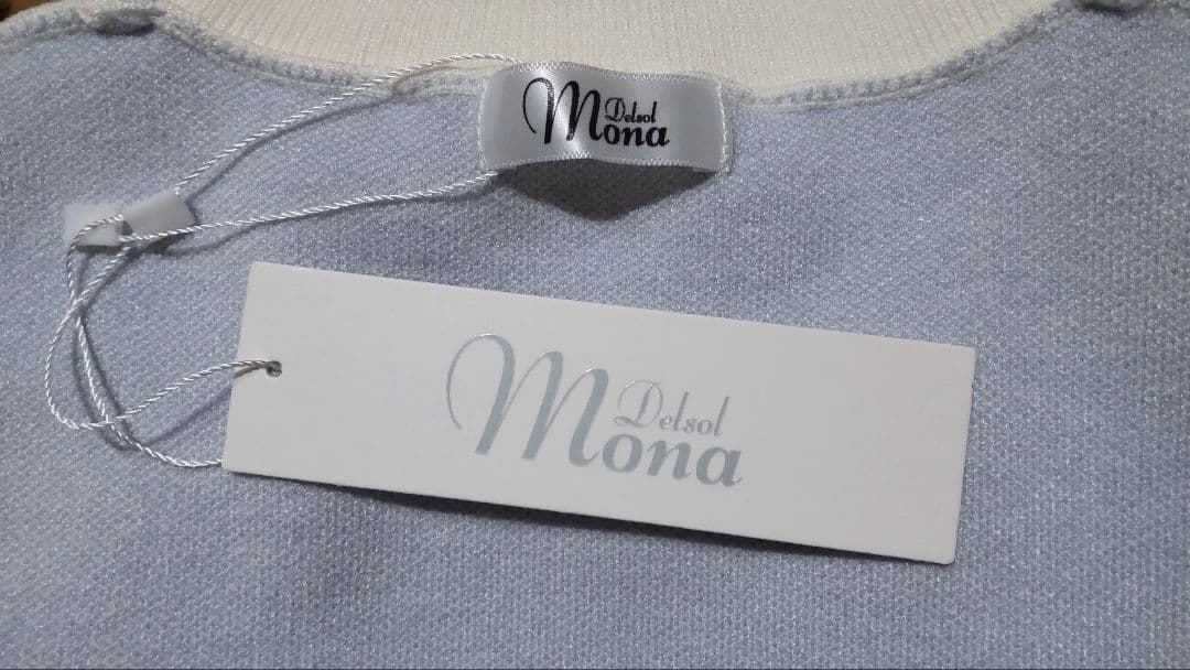 【新品タグ付】Mona Delsol ♡ ロゴバイカラータートルニット S