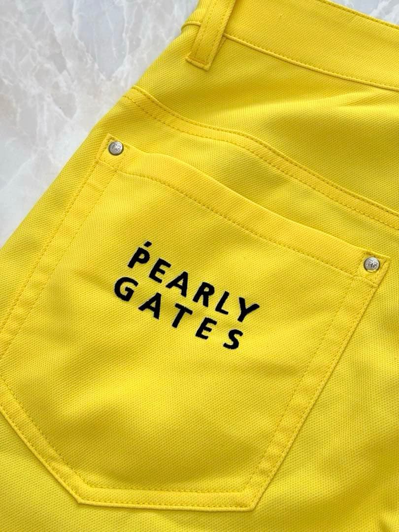 美品　PEARLY GATES ゴルフハーフパンツ　3 イエロー×ネイビー