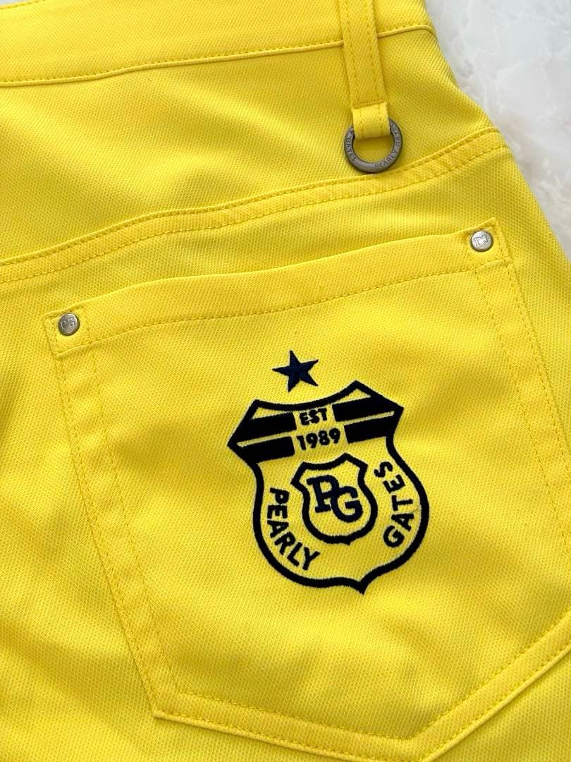 美品　PEARLY GATES ゴルフハーフパンツ　3 イエロー×ネイビー