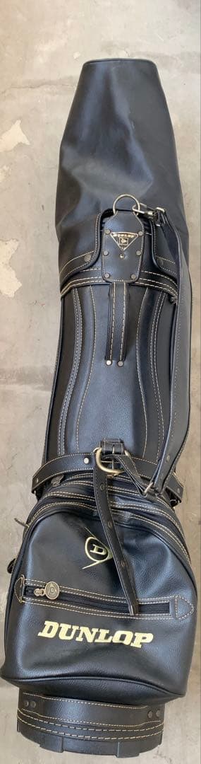 ダンロップ 合革 DUNLOP キャディバッグ ゴルフ ゴールド ブラック