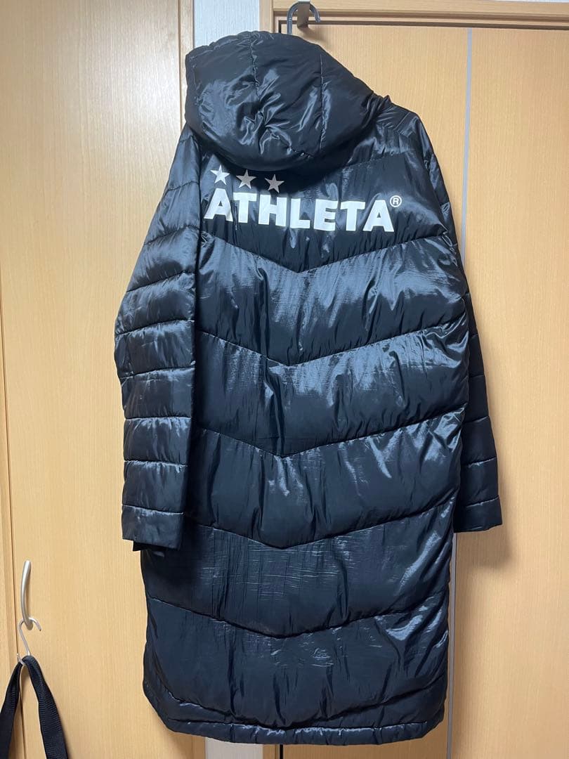 ATHLETA ブラック ベンチコート フード付き