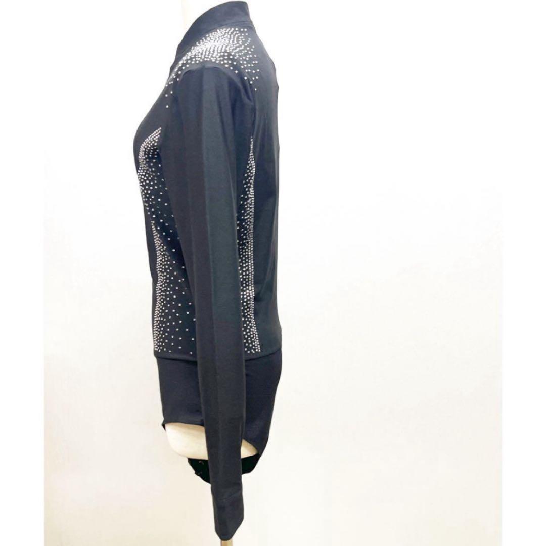 新品 社交ダンス メンズ ファスナー ラテンシャツ ブラック サイズM