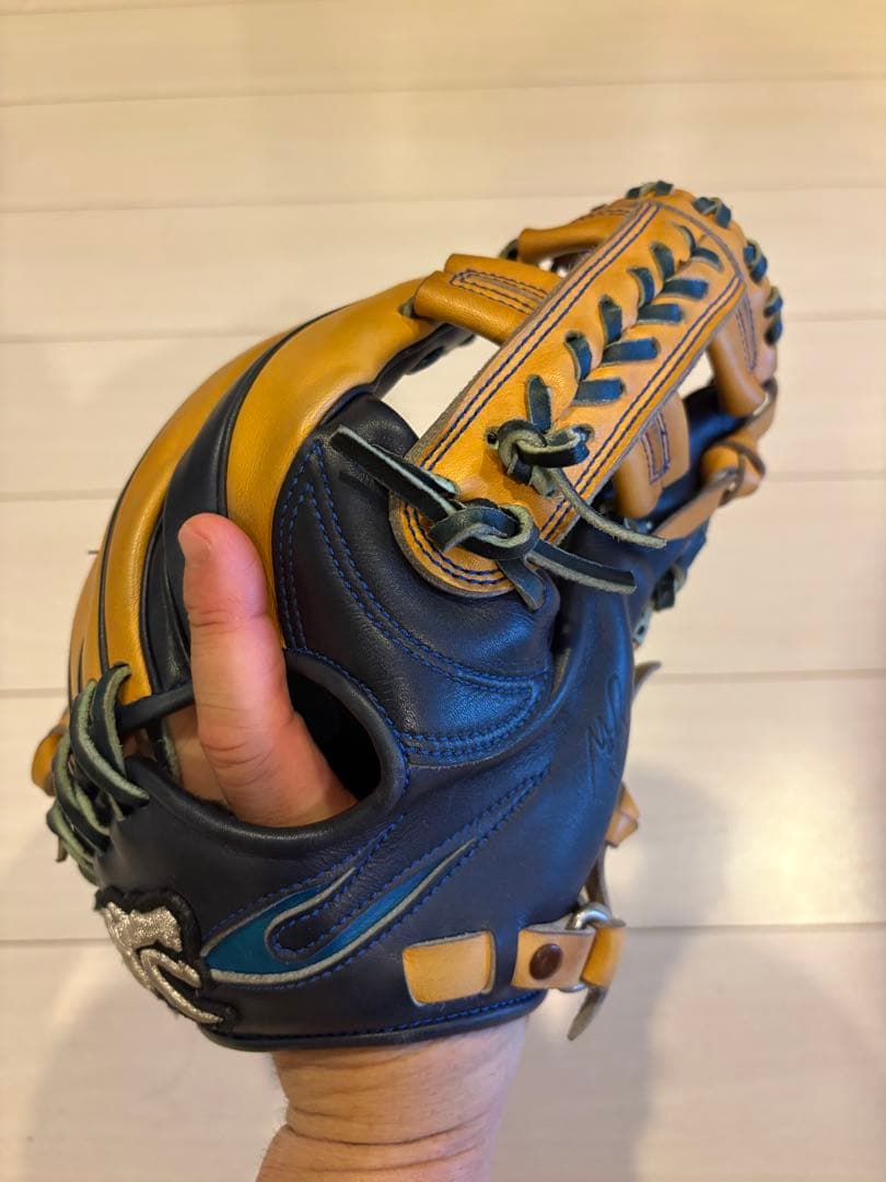 RYU 野球用レザーグローブ オレンジネイビー　希少軟式