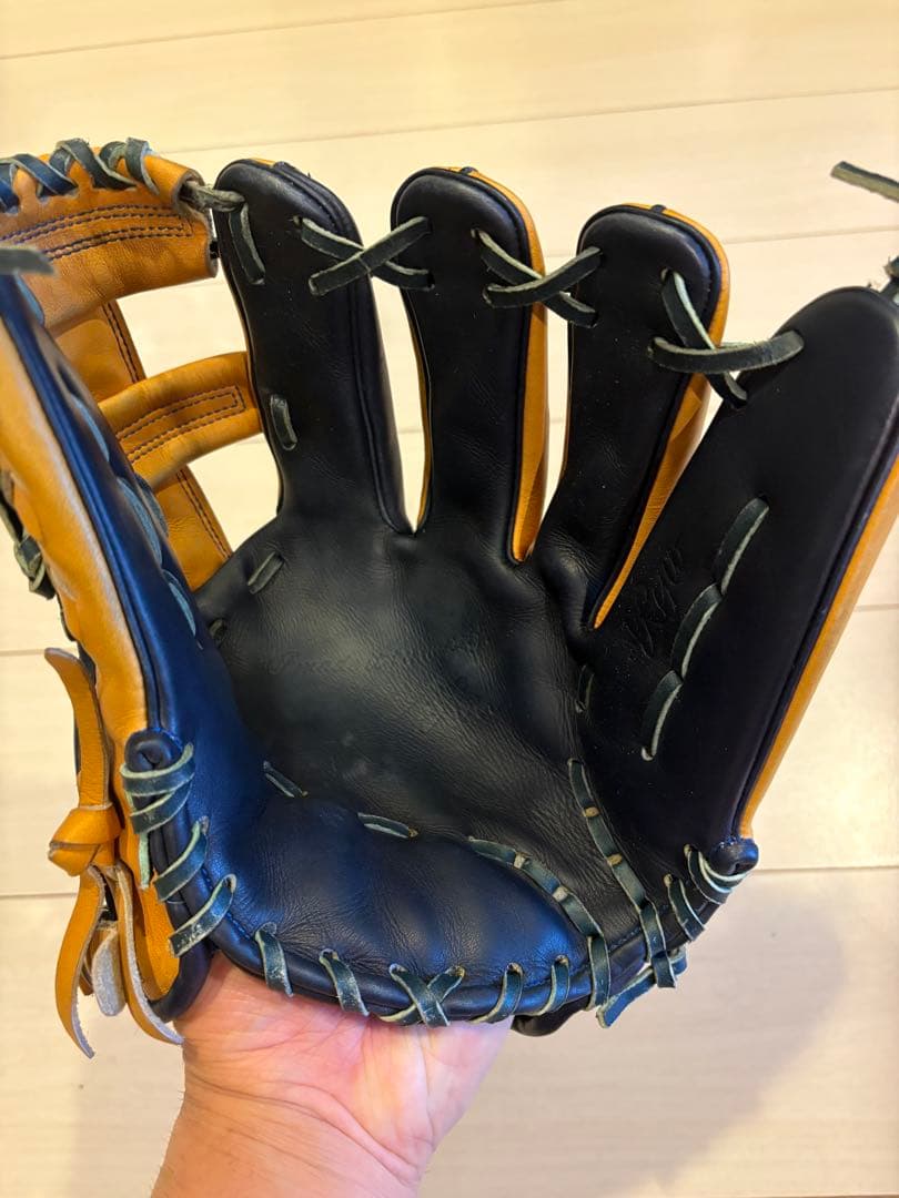 RYU 野球用レザーグローブ オレンジネイビー　希少軟式