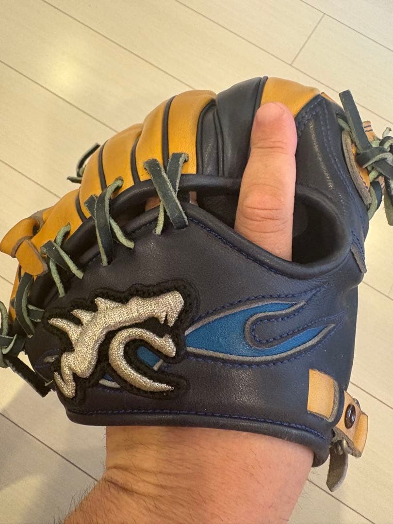 RYU 野球用レザーグローブ オレンジネイビー　希少軟式