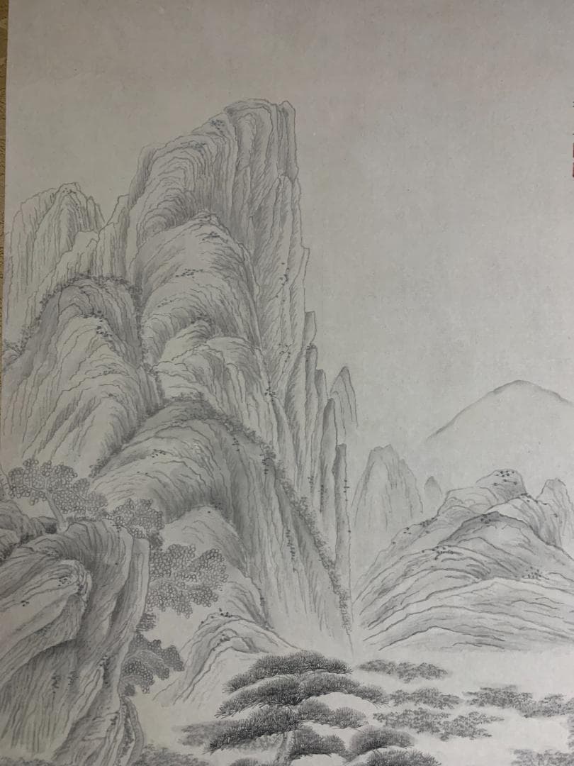 山本香泉 山水図 紙本 肉筆 掛軸 中国画 391