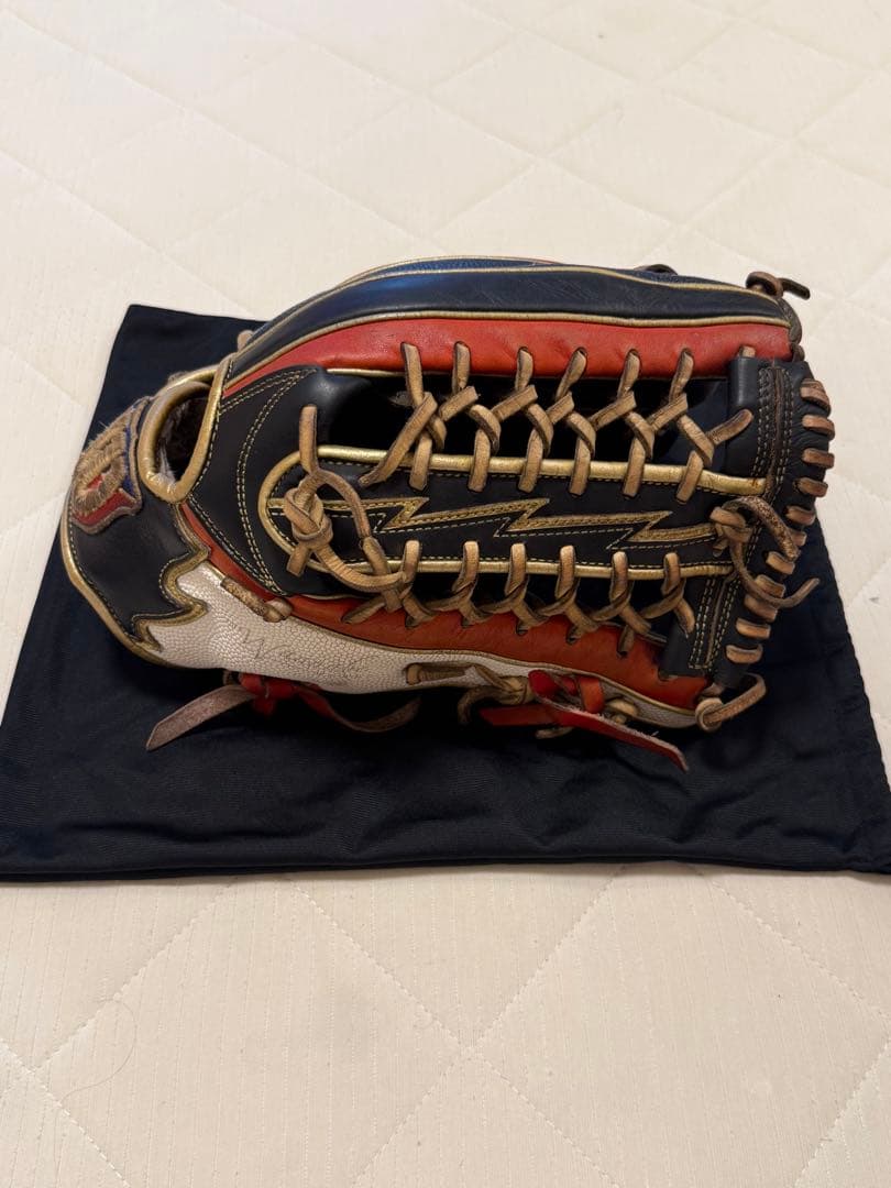 Wilson 軟式グローブ 外野 右投げ用 レッド/ネイビー 袋付き